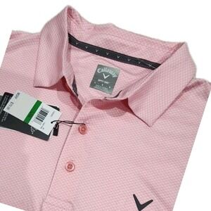NEW Callaway Golf Polo Shirt Men Large Pink Opti-Dri Stretch UPF SUN PERFORMANCE